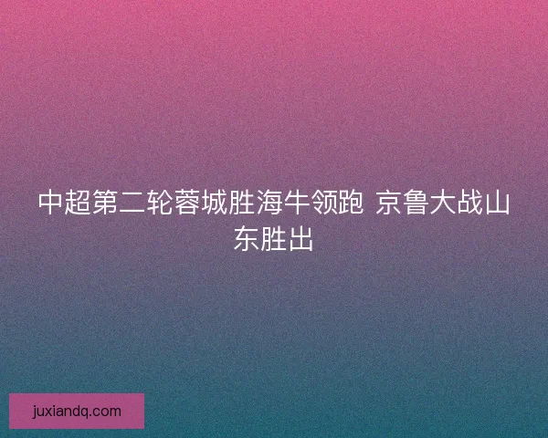 中超第二轮蓉城胜海牛领跑 京鲁大战山东胜出