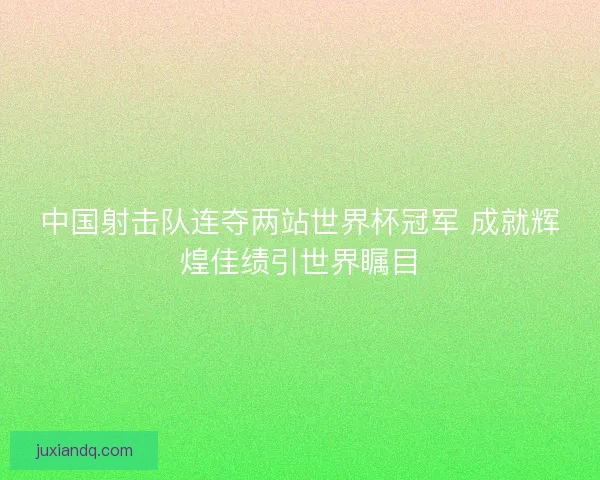 中国射击队连夺两站世界杯冠军 成就辉煌佳绩引世界瞩目